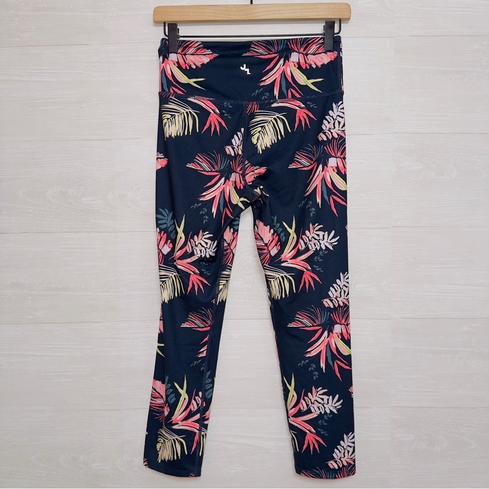 Joy Lab Women's Size Small Blue Pink Leaf Print High Rise Crop Athletic Leggings - Picture 6 of 6